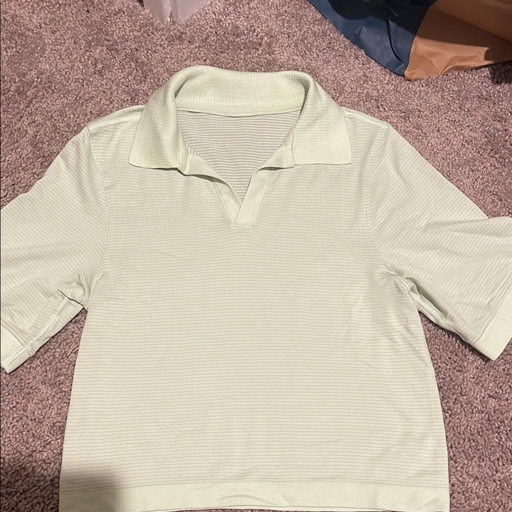 lululemon athletica Light Mint Green Cropped Polo Top